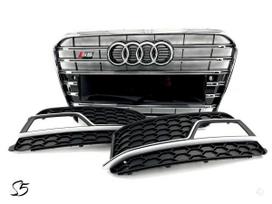 Audi A5, S5, S5 8t0 complete black chrome front bumper grille with sensor h