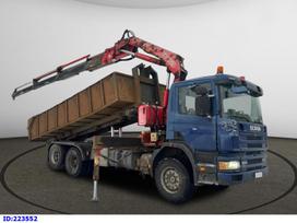 Scania 124 400 6x2 - Manual - Full Steel - Crane + Remote control, savivarčiai su kranu
