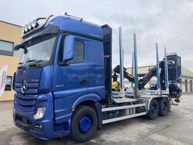 Mercedes-Benz ACTROS 2663 EURO 6 + 6x4 + FULL AIR + RETARDER + LOGLIFT CRANE, medienvežiai (miškavežiai)