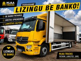 Mercedes-Benz Antos 18430 18T atidaromu sonu ir liftu, box trucks / box vans