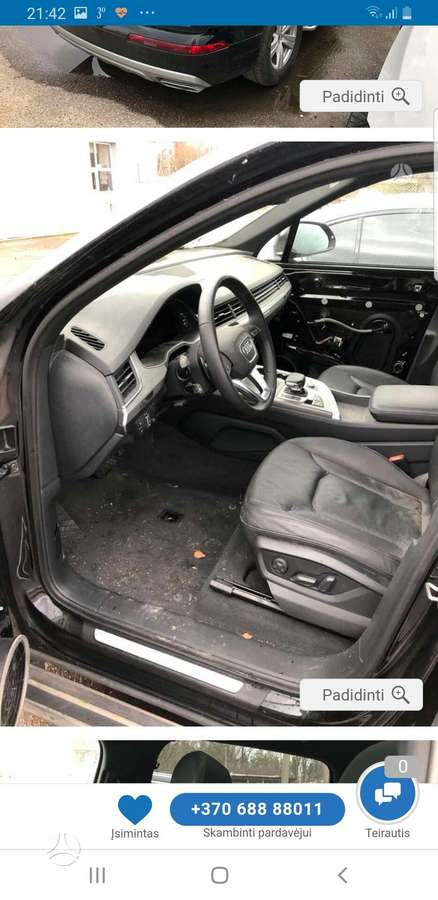 Audi Q7 Dalimis visas degęs priekis
