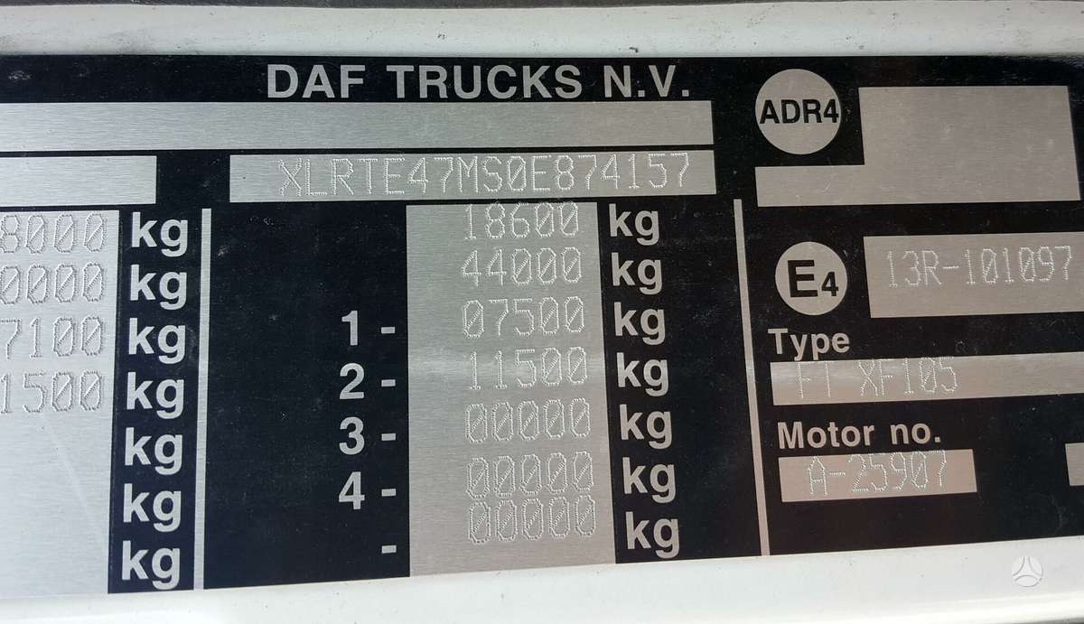 DAF XF105.460 E5, vilcējs