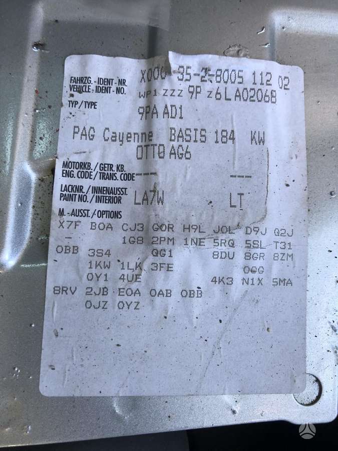 Porsche Cayenne rezerves daļās