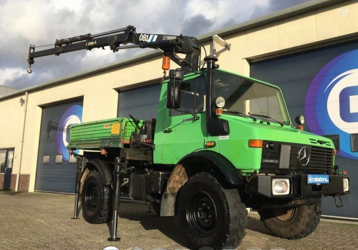 Unimog U1450, самосвалы с краном
