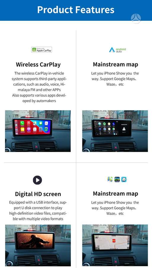-Kita- BMW 1 E87 E88 E81 E82 CIC Carplay/Android Auto, multimedia and navigation