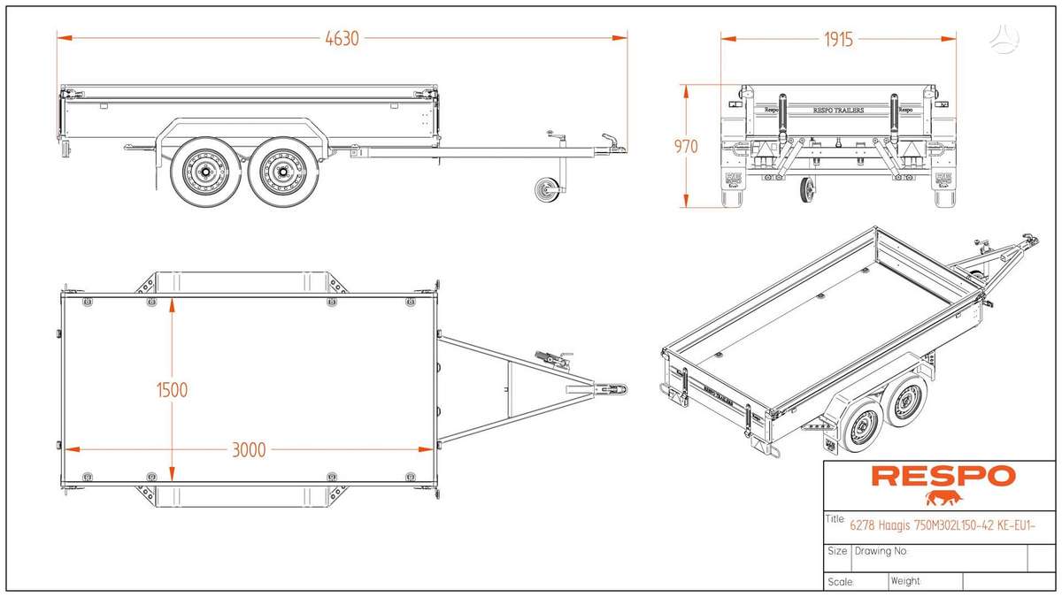 Respo AKCIJA 302L150-42, passenger car trailers
