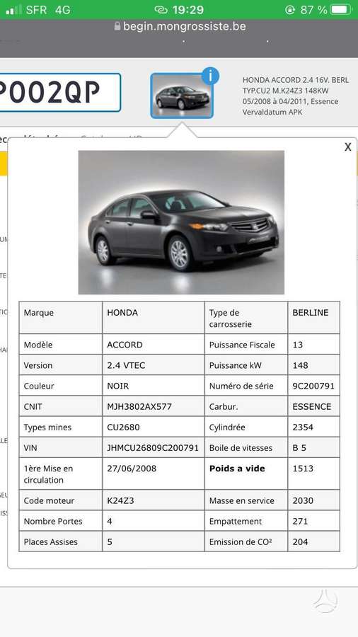 Honda Accord rezerves daļās