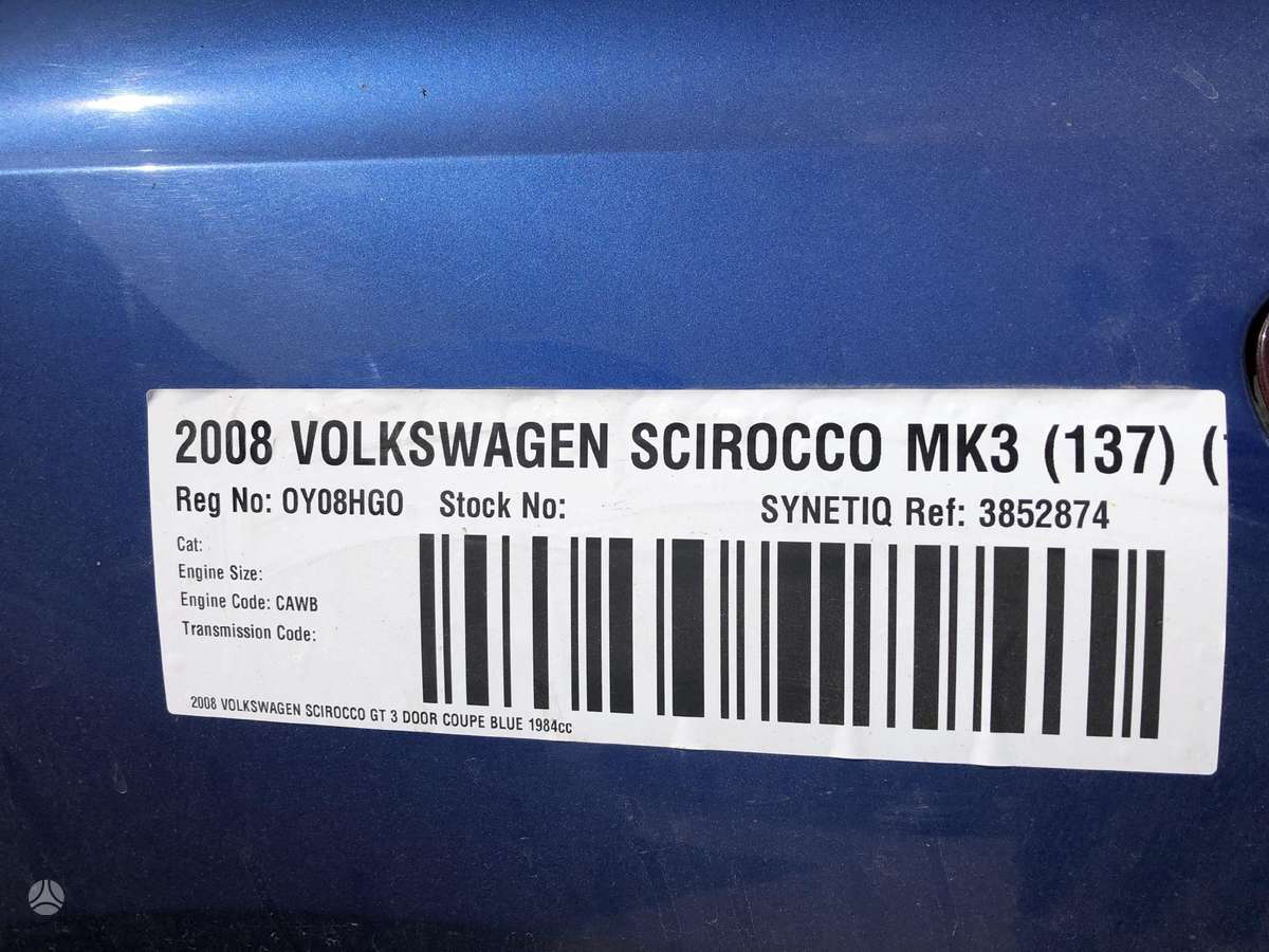 Volkswagen Scirocco dalimis
