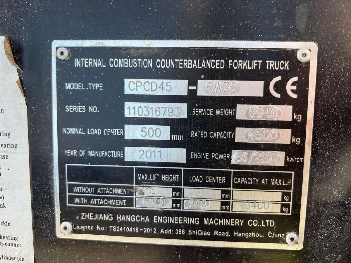 HC CPCD45, 4.5t / 4.5m, forklifts