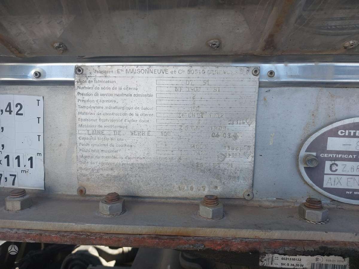 MAISONNEUVE  SA Chemine TERMO ADR 34500 LITRU, цистерны