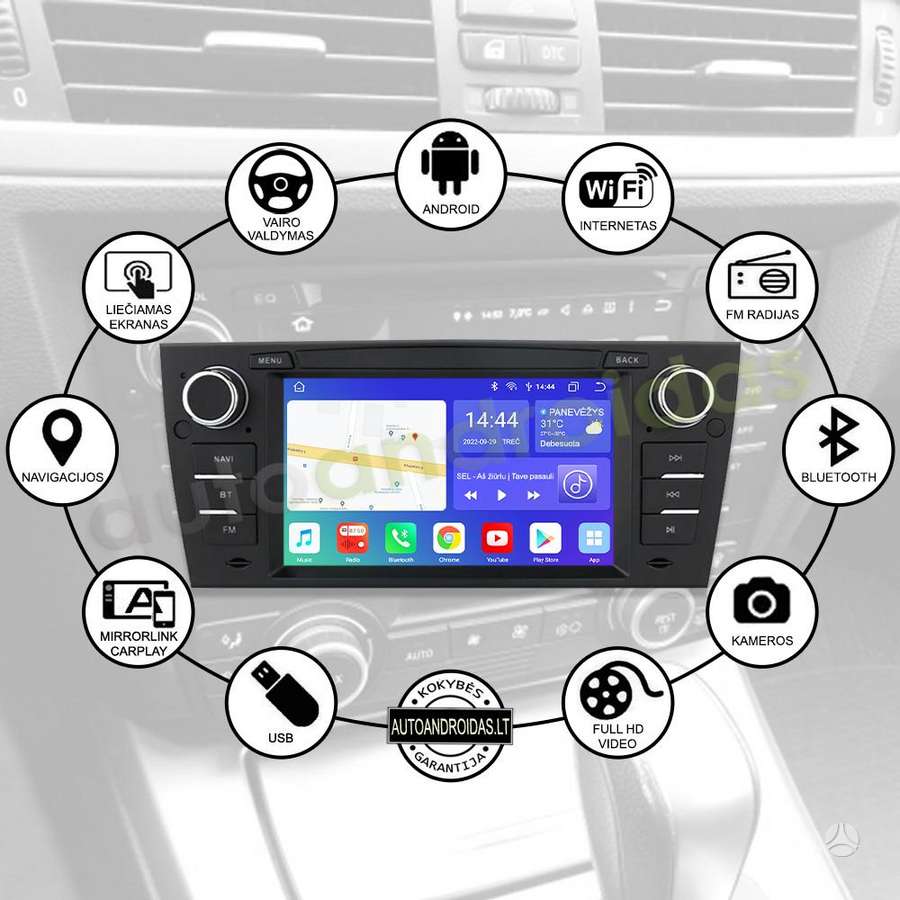 BMW BMW 3 E90 E91 E92 2004-13 Android multimedija automagnetola, multimedija su navigacija