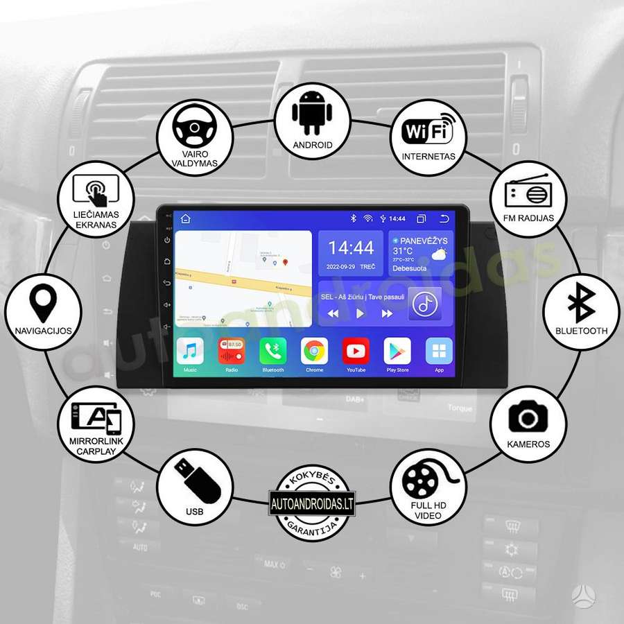 BMW BMW 5 E39 BMW X5 E53 1995-07 Android multimedija automagnetola, multimedia and navigation