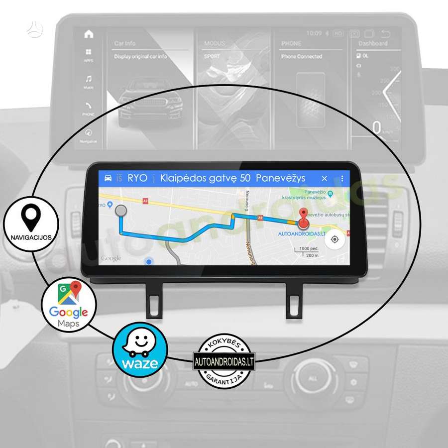 BMW BMW 1 E81 E87 E88 2004-12 Android multimedija navigacija 12 colių ekranu, multimedia and navigation