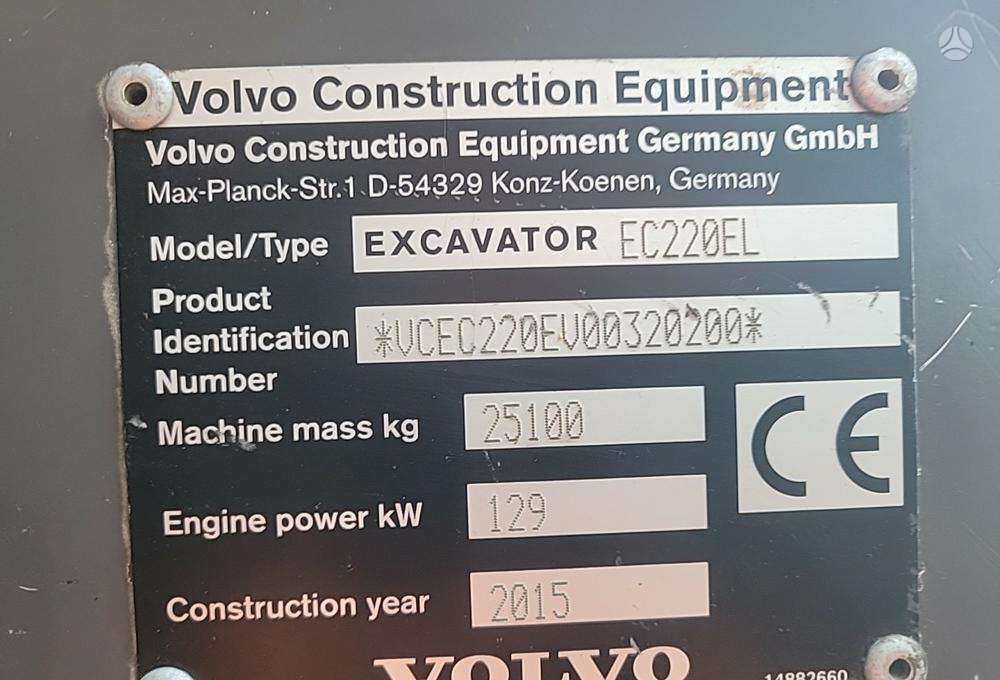 Volvo EC220E garantija 300val., excavator
