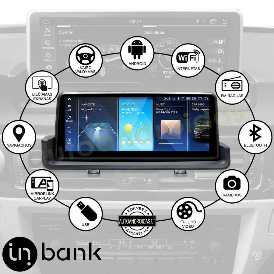 BMW BMW 3 E90, E91 2004-13 Android multimedija navigacija 10 colių ekranu, multimedia and navigation