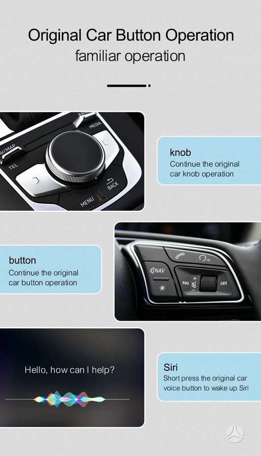 -Kita- Android auto Carplay adapteris wired to wireless, multimedija