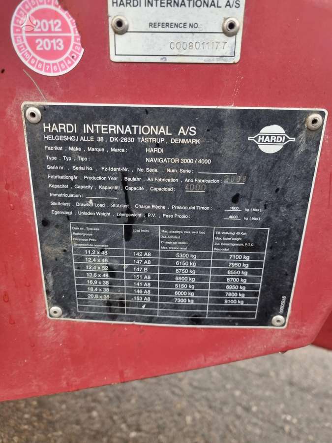Hardi NAVIGATOR 4000, purkštuvai
