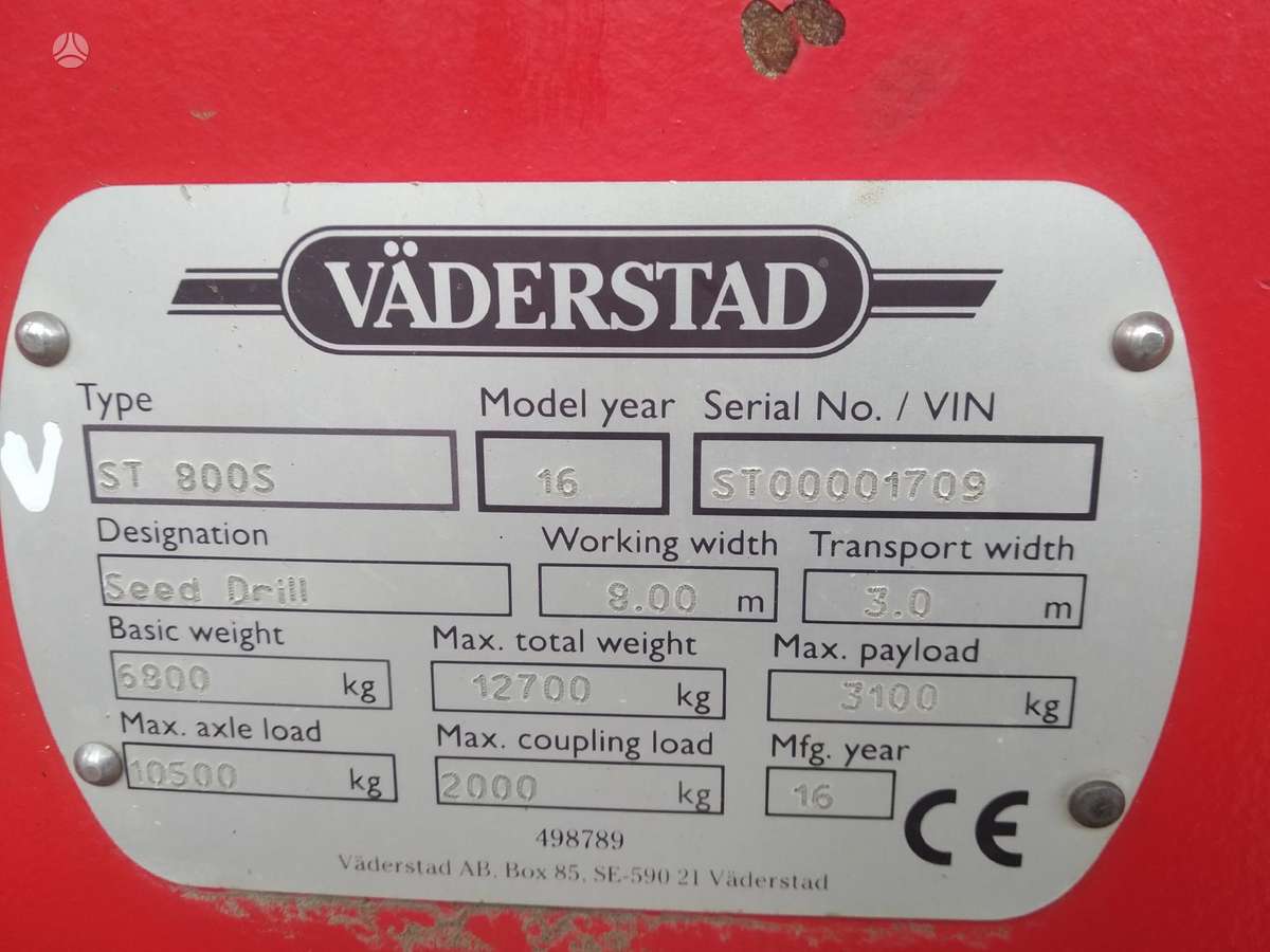Vaderstad ST 800S, sėjamosios, sodinamosios