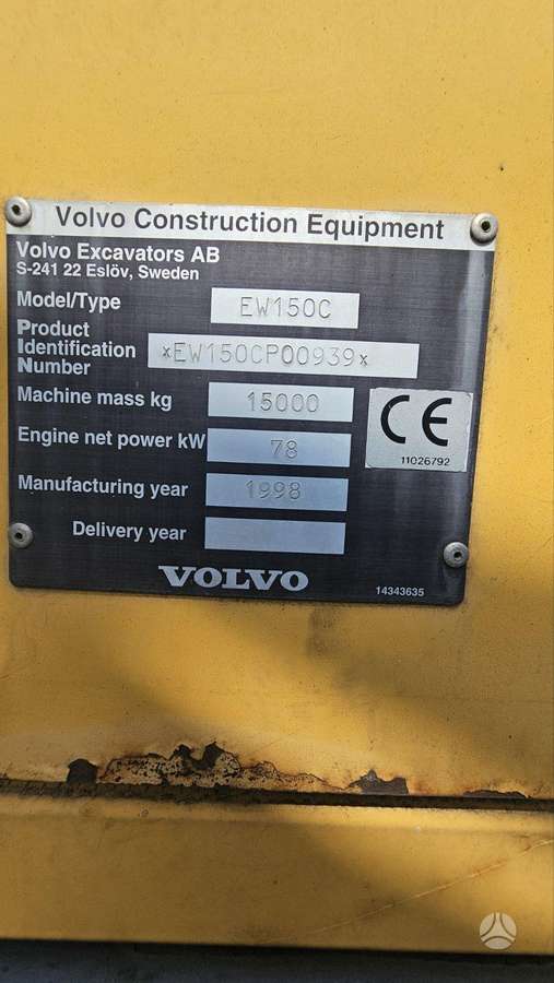 Volvo EW150C, ekskavatoriai