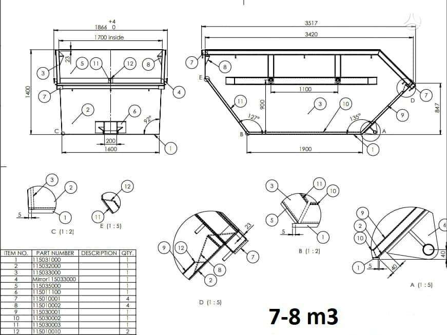 -Kita- EJU 6m3 8m3 10m3, waste containers
