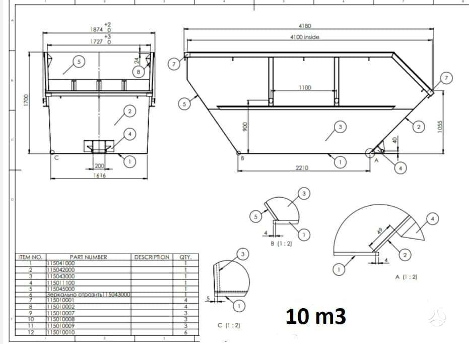 -Kita- EJU 6m3 8m3 10m3, waste containers