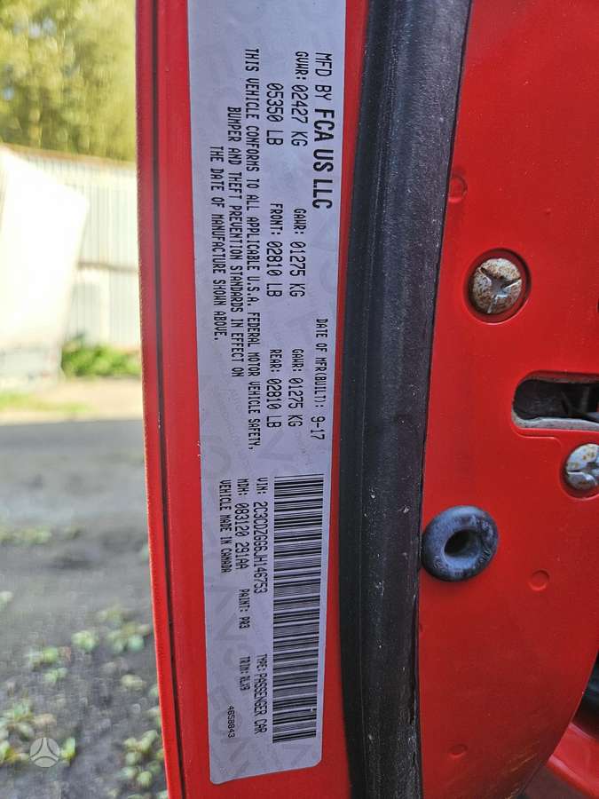 Dodge Challenger 4x4 rida 52544 myliu engine code erb gearbox code dfl 845re