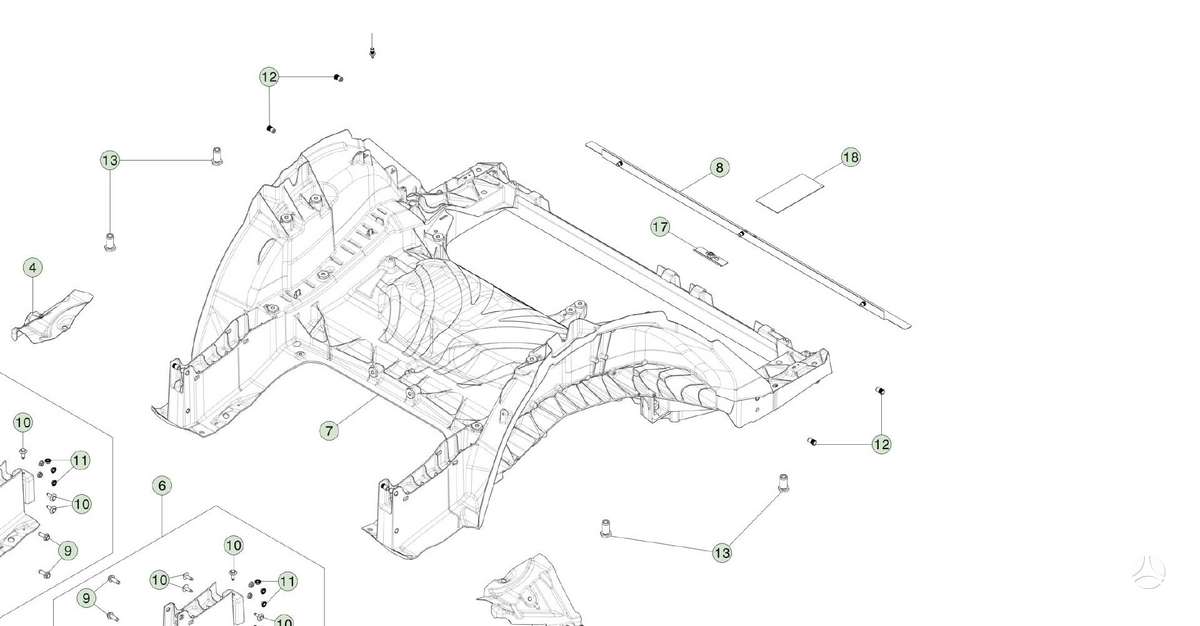 Tesla Model Y, 1587451-SC-E, frame rails (fornt, rear)