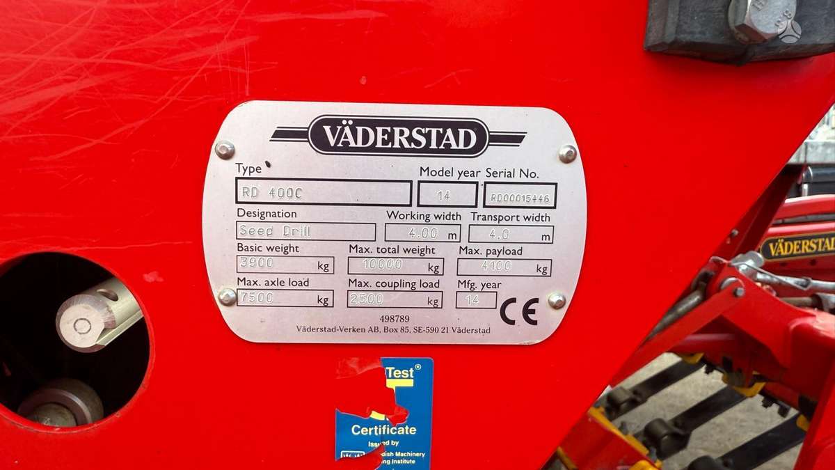 Vaderstad Rapid 400C, sėjamosios, sodinamosios