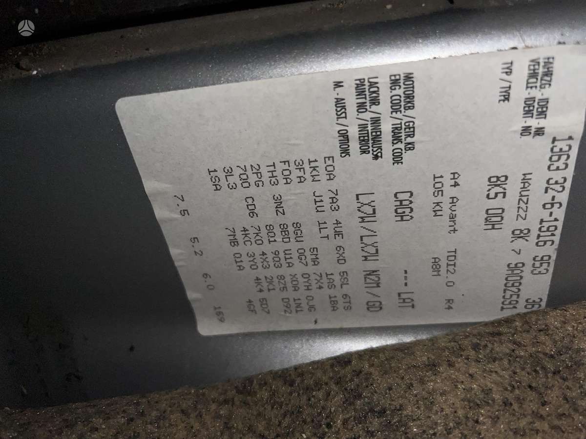 Audi A4, caga, dalimis