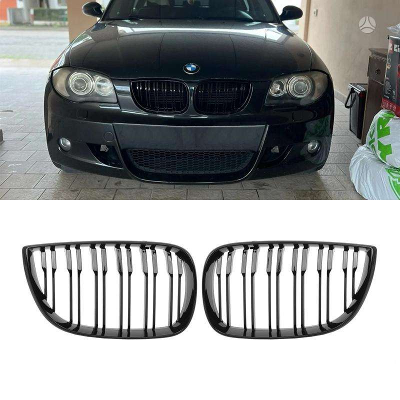 BMW E81-E87 (04-07) juodos, blizgios, dvigubos grotelės
