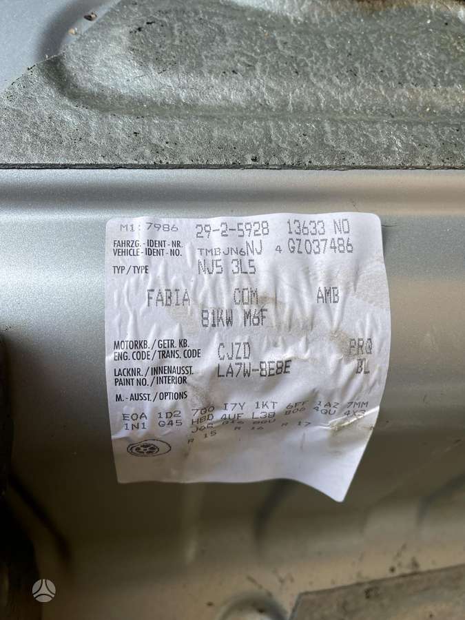 Skoda Fabia dalimis