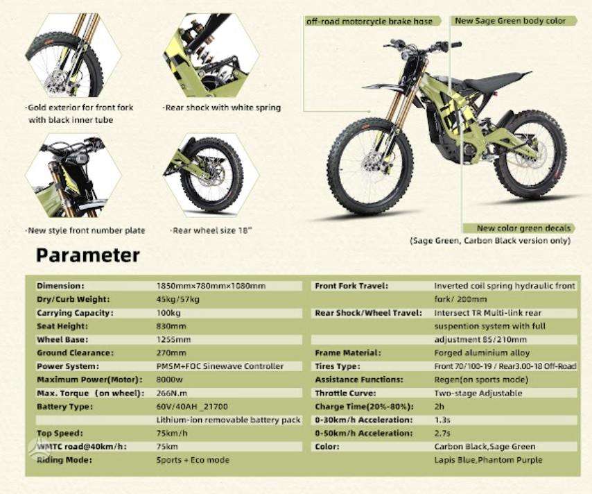 Sur-Ron Light Bee L1e, elektrinis, enduro / adventure