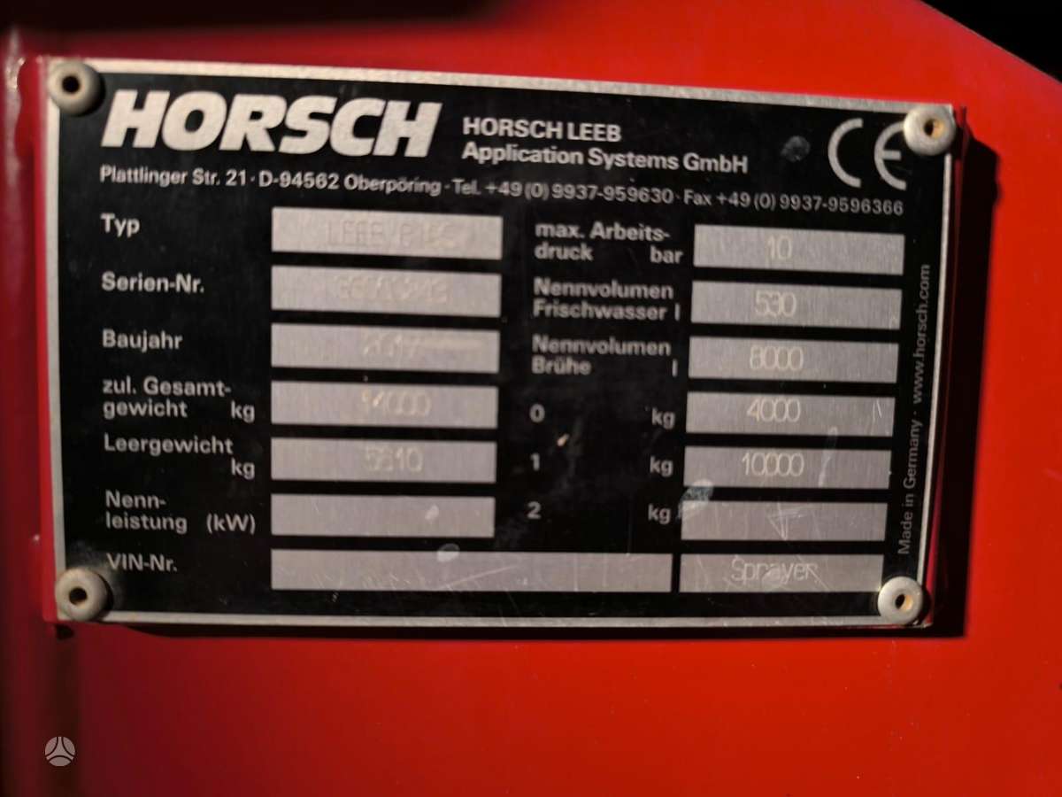 Horsch Leeb 8 GS, sprayers