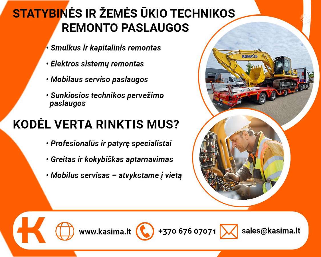 Statybinės, kelių tiesimo ir žemės ūkio technikos remontas