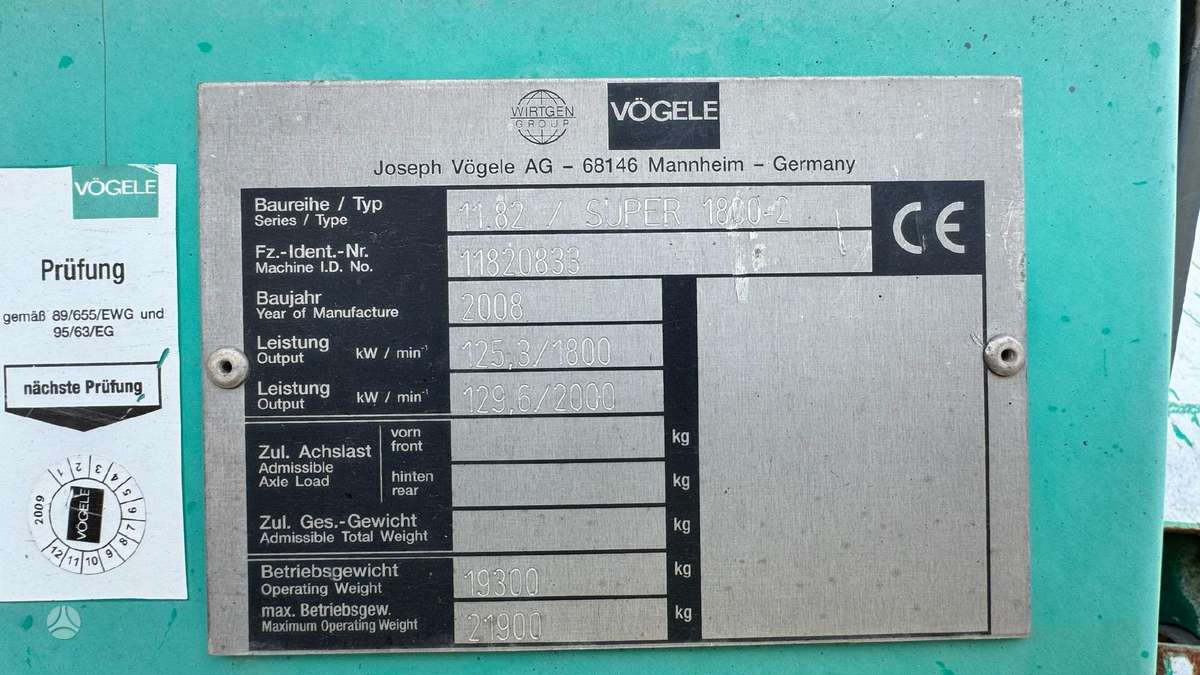 Vögele Super 1800-2, paving machinery