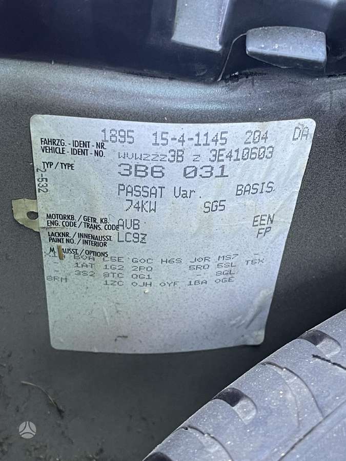 Volkswagen Passat rezerves daļās