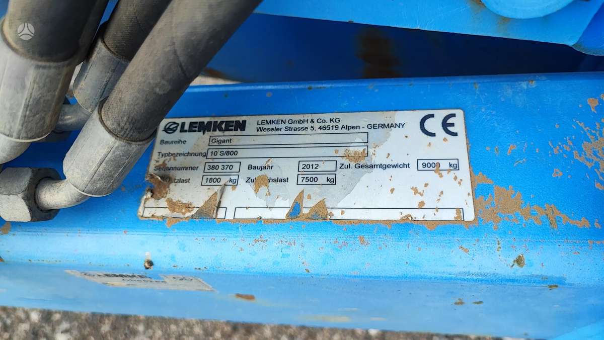 Lemken Gigant 10s/800, žemės dirbimo / ruošimo technika