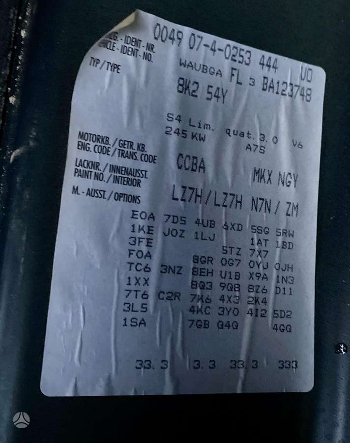 Audi A4 kėbulo dalys