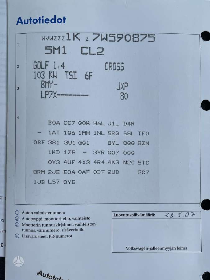 Volkswagen Golf Plus Cross for parts