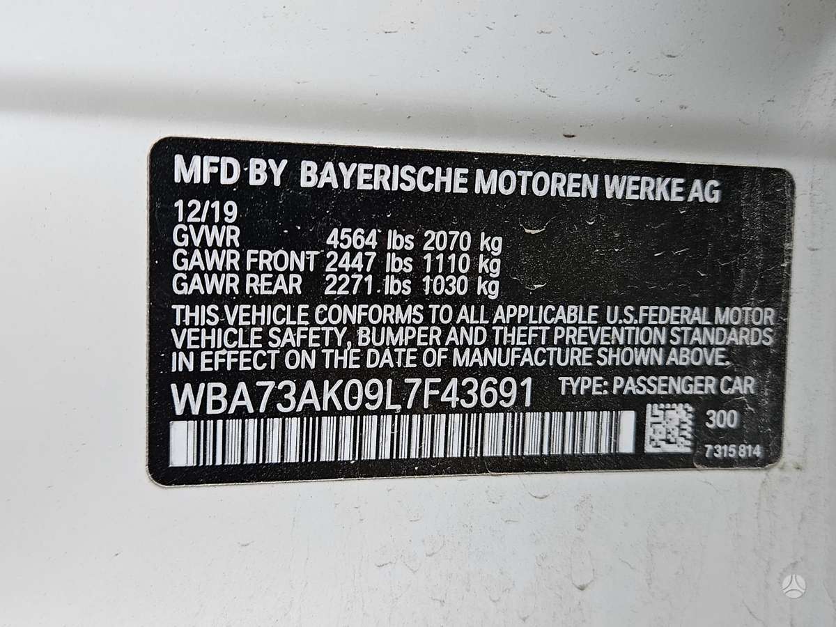 BMW 228 Gran Coupe Rida 21678 myliu engine code b46a20b gearbox code ga8g45aw