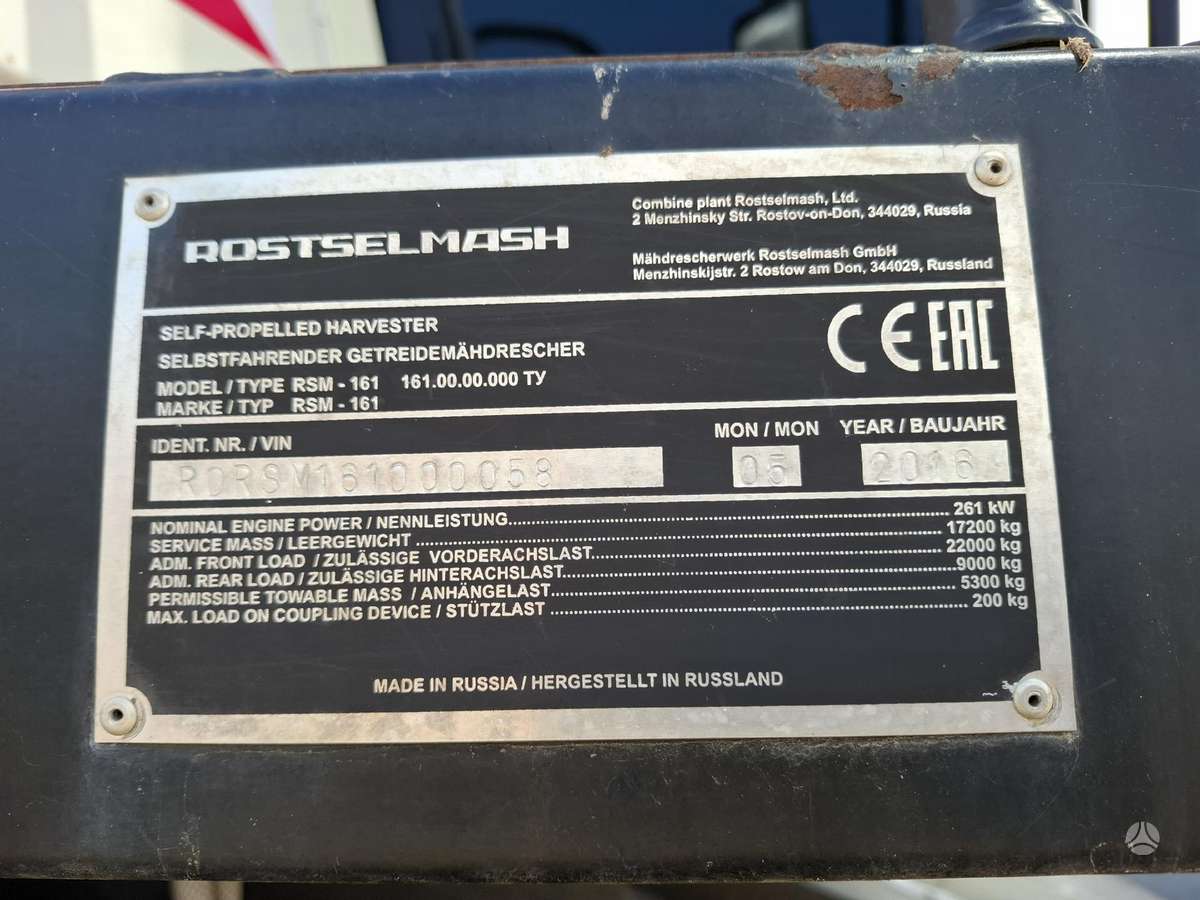 Rostselmash RSM 161, kombainai