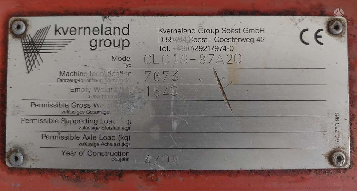 Kverneland CLC19 - 87A20, scrapers, scrubbers