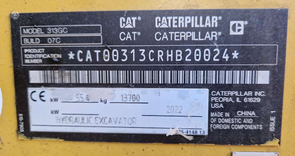 Caterpillar 313GC, ekskavatoriai