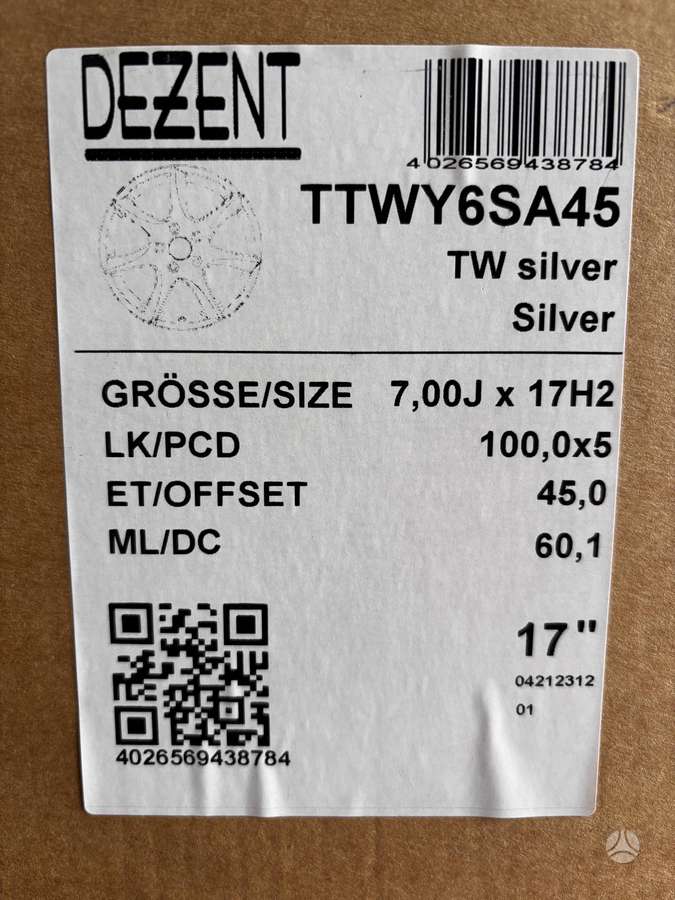 Dezent TW, light alloy, R17