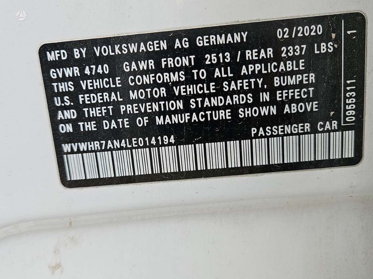 Volkswagen Arteon Rida 66970 myliu engine code dlrb dlr gearbox code scf co