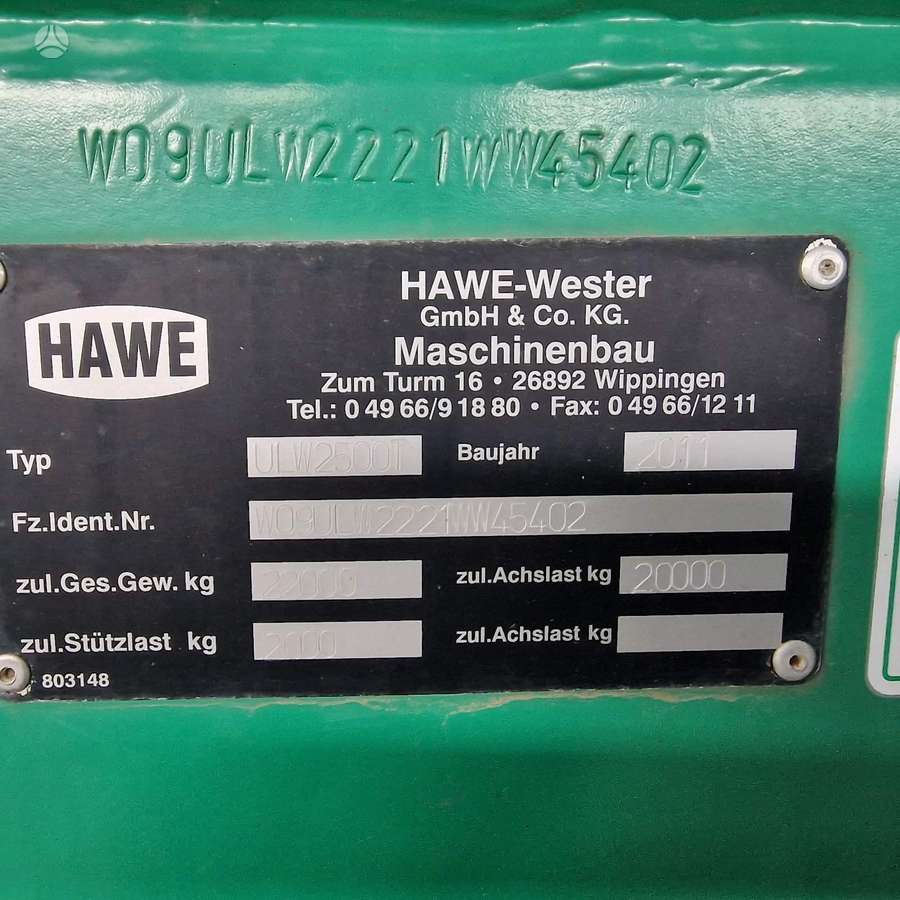 HAWE Ulw 2500t, trailers, semitrailers