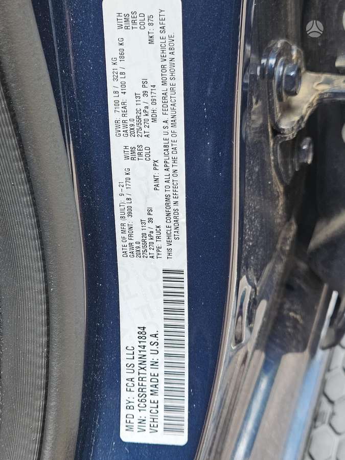 Dodge Ram Rida 61981 myliu engine code ezl gearbox code dfr 8hp75 col