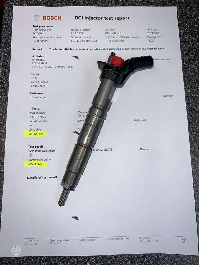 Mercedes-Benz Sprinter, 0445117035, injection system