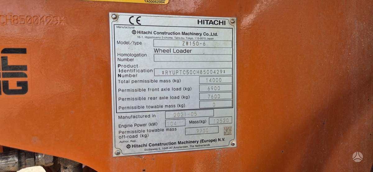 Hitachi ZW150 su svarstyklem, frontal loader