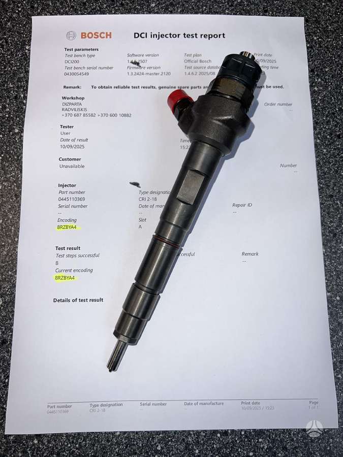 Volkswagen Crafter, 0445110369, injection system